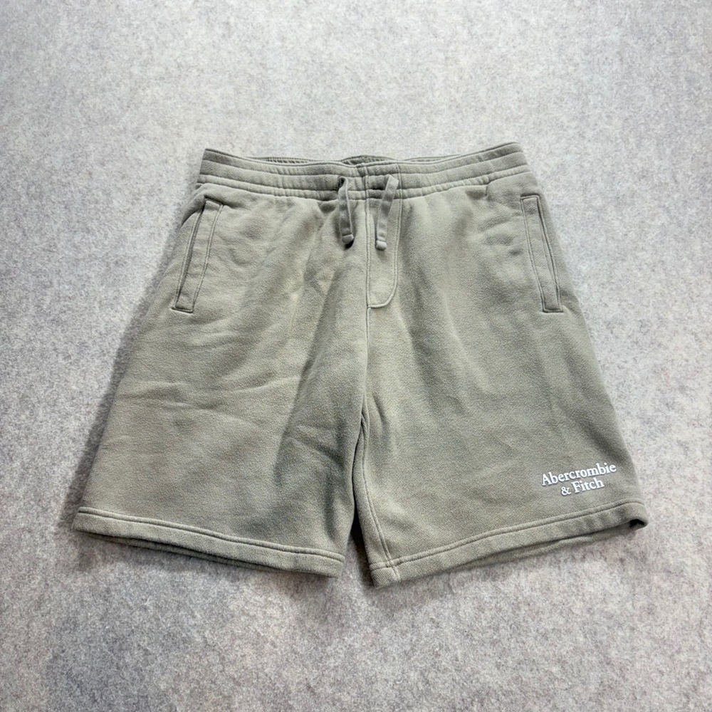 Y2K Abercrombie & Fitch Men's Soft Fleece Sweat Shorts Medium Olive Green Baggy